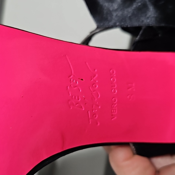 Betsy Johnson Black Sandle Satin Tie Sz.8 - Picture 7 of 7